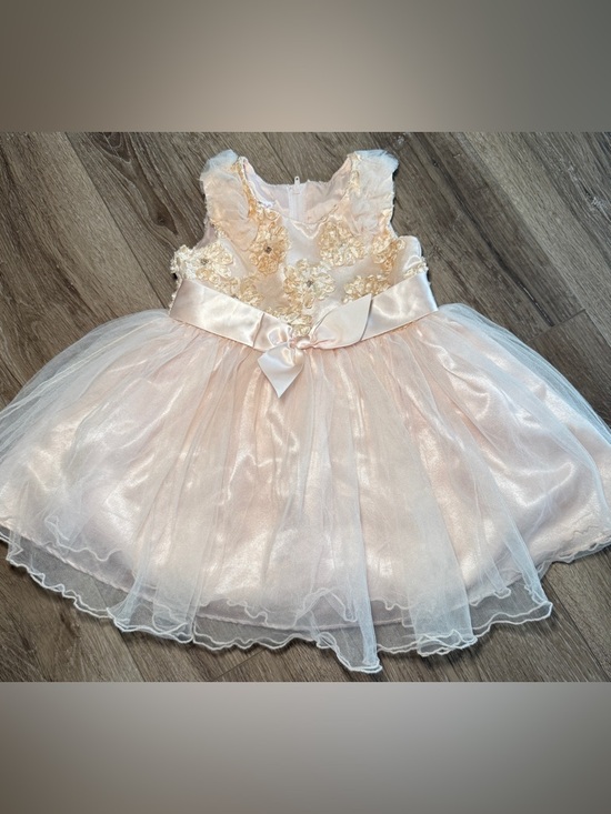 Bonnie Baby Other - Bonnie Baby Ivory-Peach Floral‎ Tulle Dress with Satin Bow size 18m Flower girl